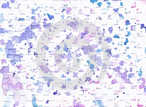 Hand-painted watercolour Abstract Paint Splashes in Purple and Blue on Embossed Paper