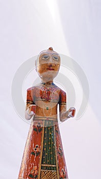 Hand-painted wooden figure, Indian handicraft