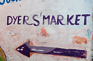 Dyers market painted sign in Marrakech. photo