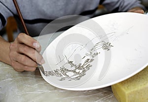 Hand-painting of Chinese ceramics