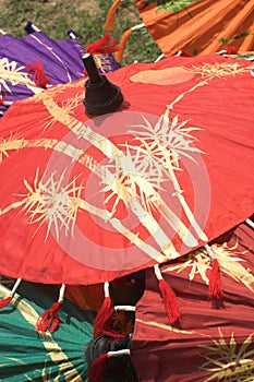 Hand painting umbrellas