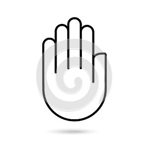 Hand palm isolated icon white background vector