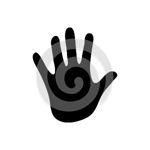 Hand palm vector black icon. Open hand flat vector illustration. Palm Isolated on a white background