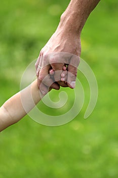 Hand of parent and child