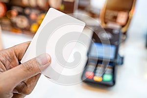 Hand paying with contactless credit card