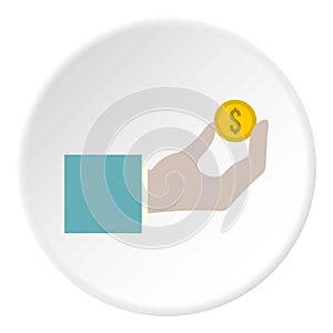 Hand pays for parking icon, flat style