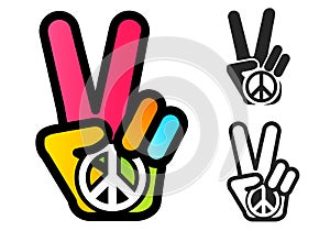 Hand and peace symbol