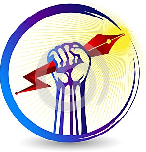 Hand pen and power logo