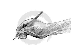 Hand with pencil write drawing