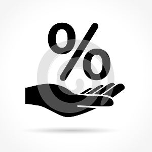 Hand and percentage icon