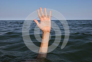 hand of the person who drowns