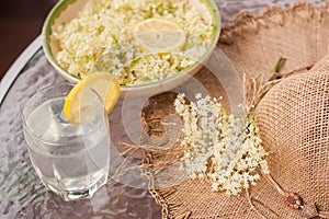 Hand picked elderflowers with decoration