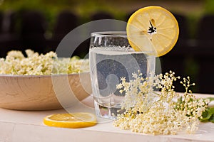 Hand picked elderflowers with decoration