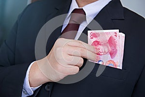 Hand Picking Yuan or RMB, Chinese Currency