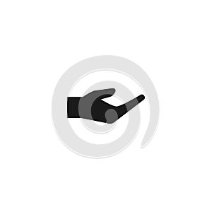 Hand pictogram. Black empty open hand isolated on white. Flat icon. Vector illustration