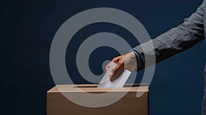The hand casts ballot.AI generated image