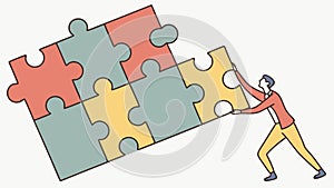 Hand Placing Last Puzzle Piece, Completion & Solution, vector design Generative AI