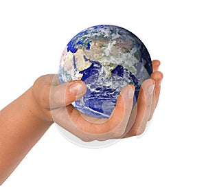 Hand with planet Earth