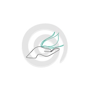 Hand with plant logo. Growth concept. Environment friendly symbol.