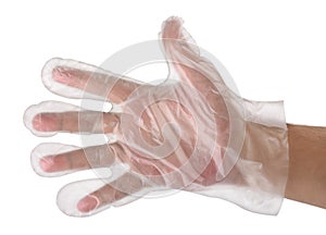 Hand in plastic glove