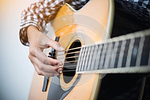 Hand play guitar. photo