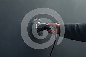 Hand Plugging Electric Charger into Wall Socket