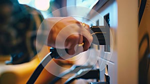 The hand plugging charger.AI generated image