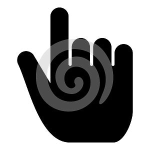 Hand point select declare index finger forefinger for click concept pushing choose icon black color illustration