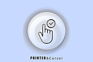 Hand pointer clicking icon. Finger click, cursor. Button for web. Icon for user interface. Vector EPS10