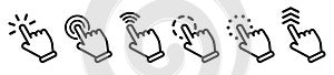 Hand pointer cursor mouse icon set. Cursor icon set vector. Mouse arrow pointer. Hand clicking icon collection. Pointer