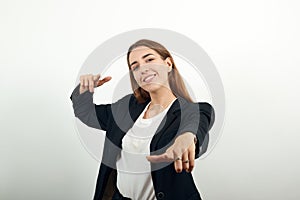 Hand pointer with forefinger pointing forward. Index finger to show direction.