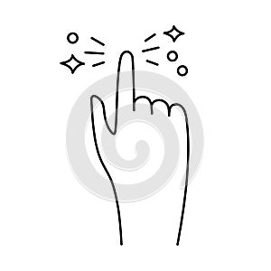Hand pointer line icon with finger gesture activating, interactive click. Digital user interface element for web design. Vector