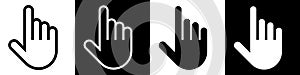 Hand pointer sign set, clicking icon. Pointing finger, cursor pointer symbol. Web interface image
