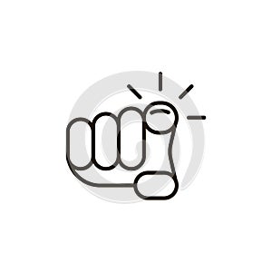 Hand pointer on you icon, point finger direction. Cursor sign with finger for click. Vector on white background