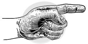 Hand Pointing Direction Finger Engraving Woodcut