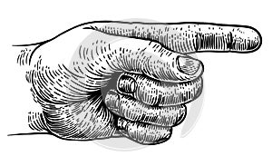 Hand Pointing Direction Finger Engraving Woodcut