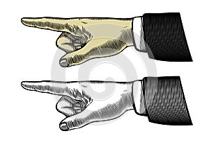 Hand with pointing finger photo