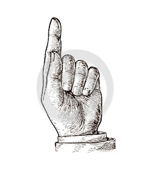 Hand with pointing finger. Vector illustration