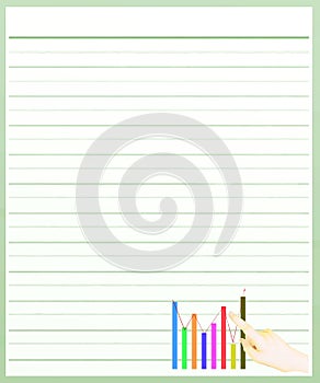 Hand Pointing Graph on Green Color Lined Paper