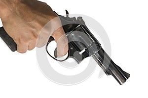 Hand pointing a gun at the target