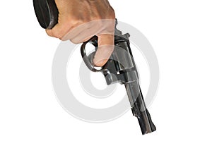 Hand pointing a gun at the target