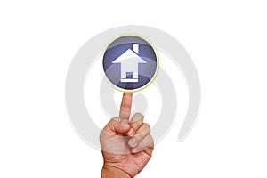 Hand pointing on home button