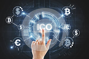 Hand pointing at ICO texture