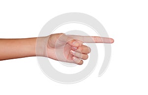 Hand pointing with index fingers at something