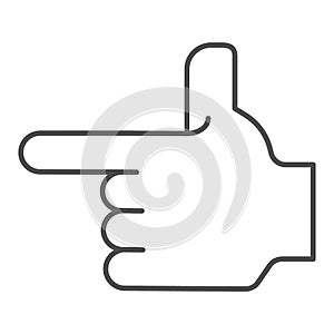 Hand pointing left thin line icon. Direction vector illustration isolated on white. Pointer outline style design