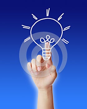 Hand pointing light bulb