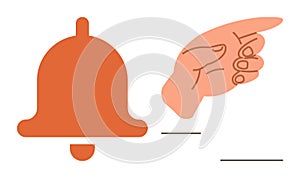 Hand Pointing at Notification Bell in Minimalist Design