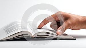 Hand Pointing at Open Book