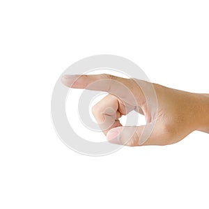 Hand pointing pressing or touching isolated on white background
