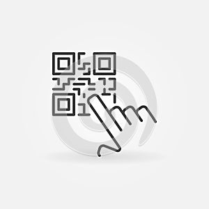 Hand pointing scan code vector concept icon or symbol
